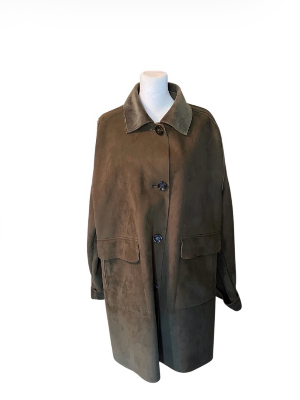 Harve Bernard Vintage Green Faux Suede Coat Size 14